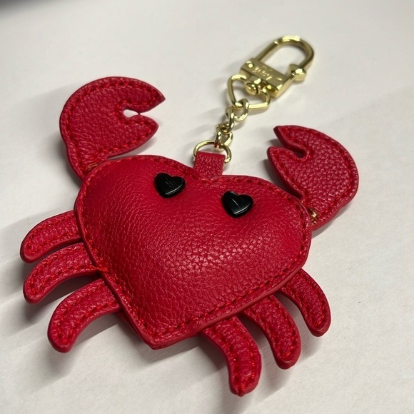 Betsey Johnson Red Leather Crab Key Fob Chain - Picture 1 of 4